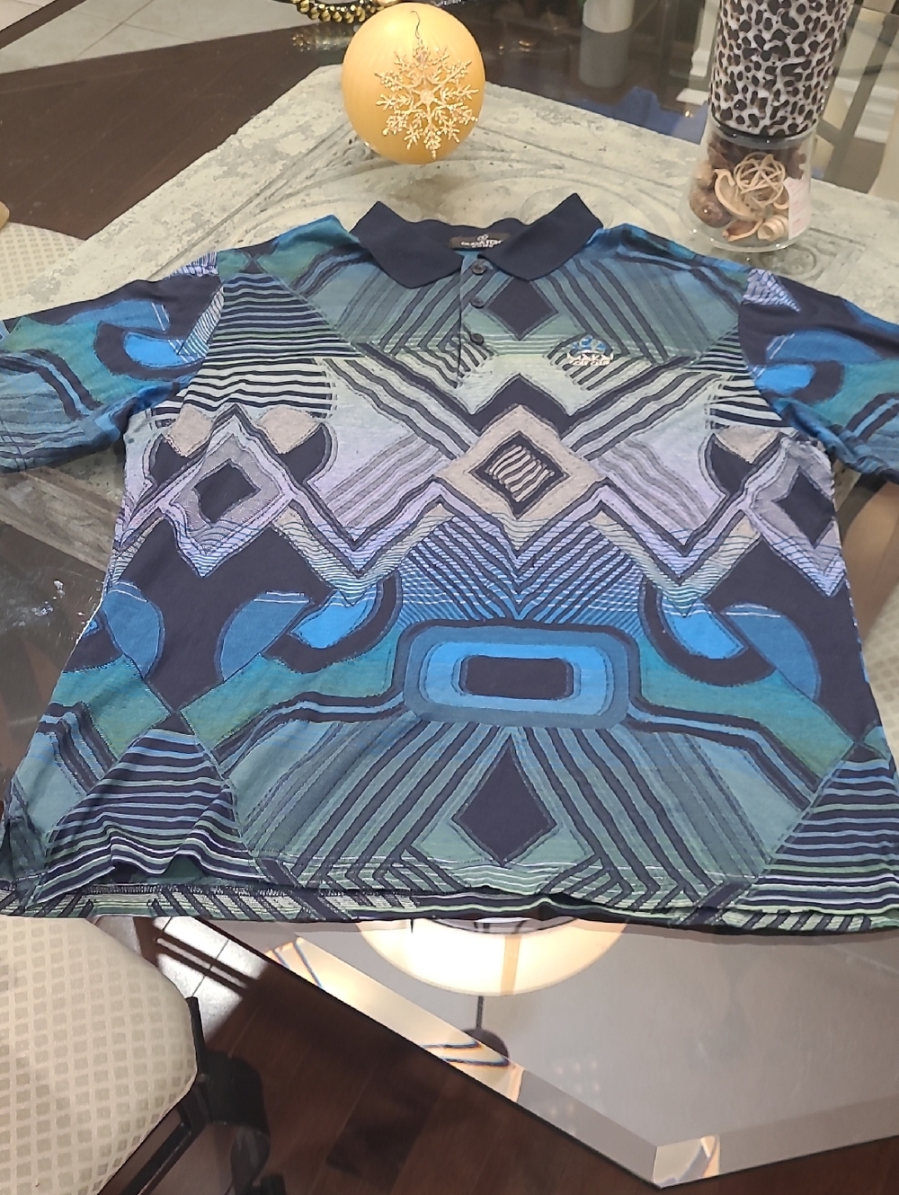 Bugatchi Uomo Mens Abstract Large Luxory Polo Golf Shirt Like New